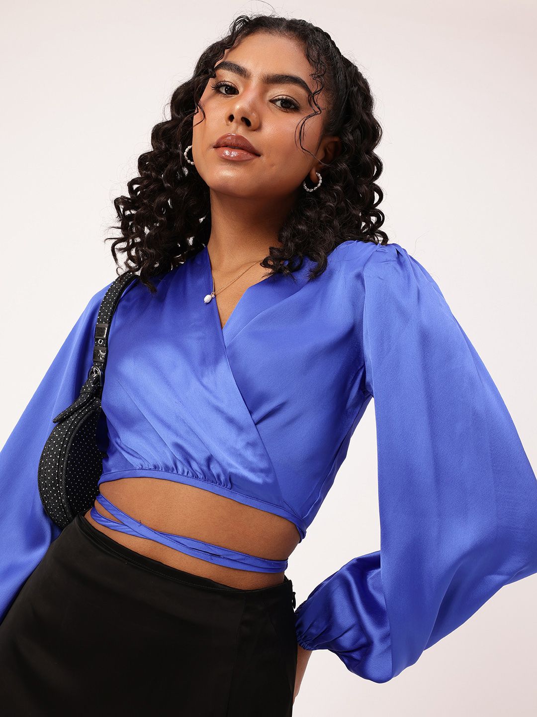 DressBerry Statement Tie-Up Satin Finish Top