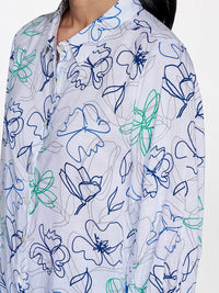 AND Floral Printed Cuffed Sleeves Shirt Style Top