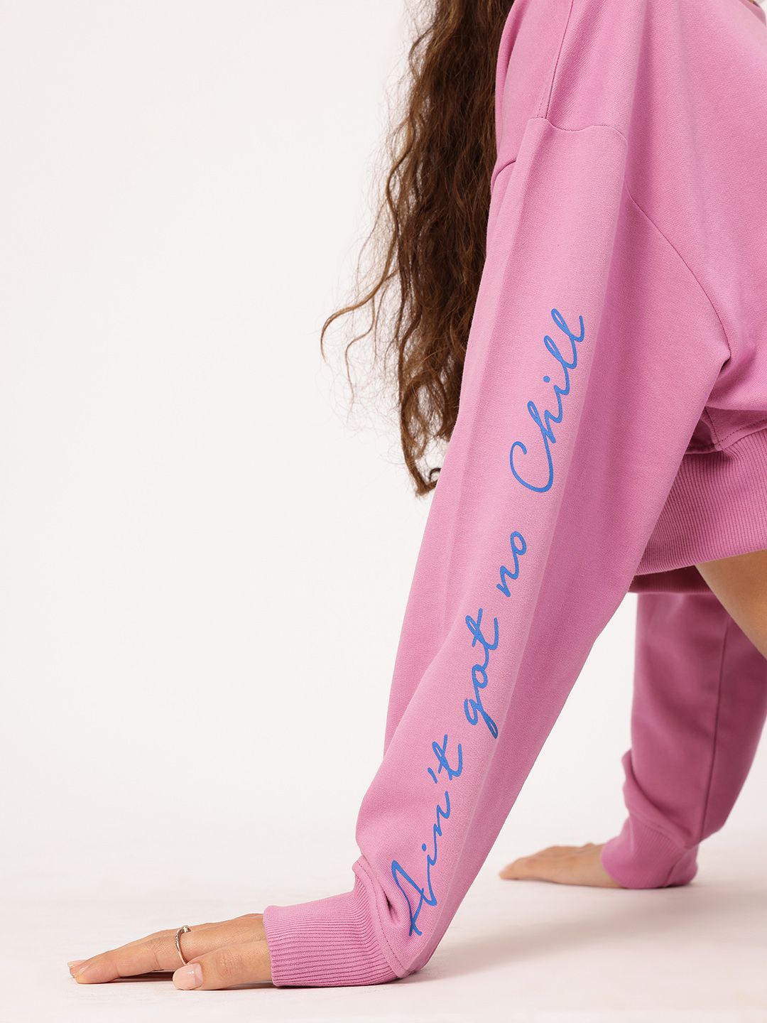 DressBerry Typography Printed Crop Pullover Sweatshirt