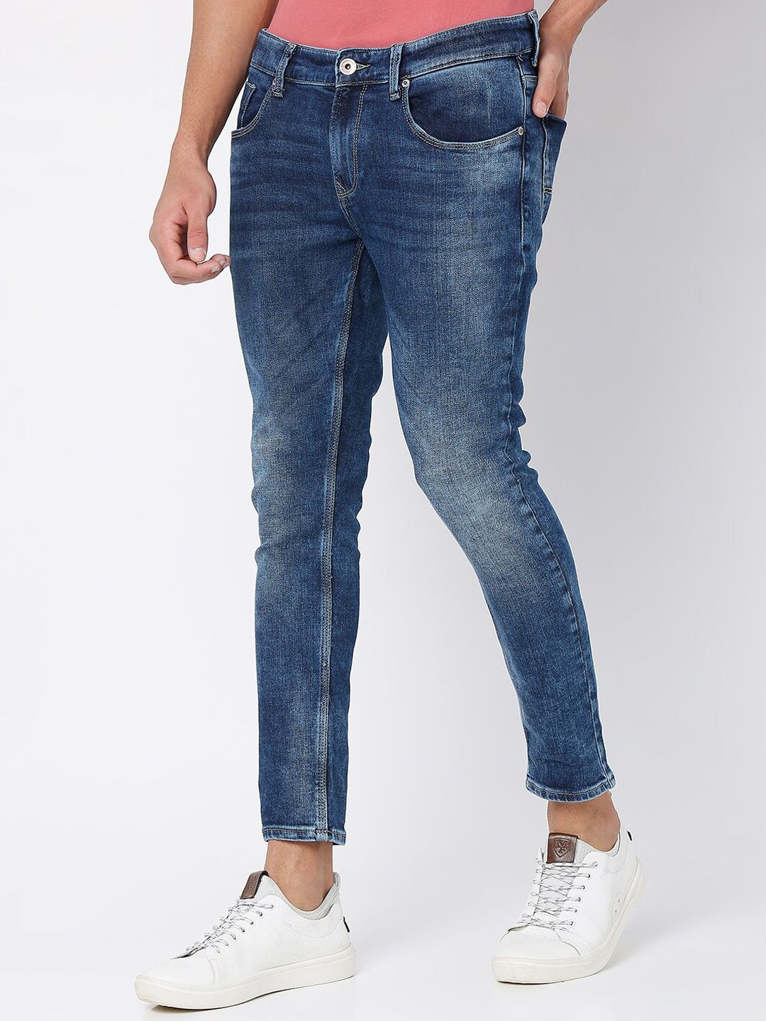 SPYKAR Men Blue Kano Slim Fit Low Distress Light Fade Jeans