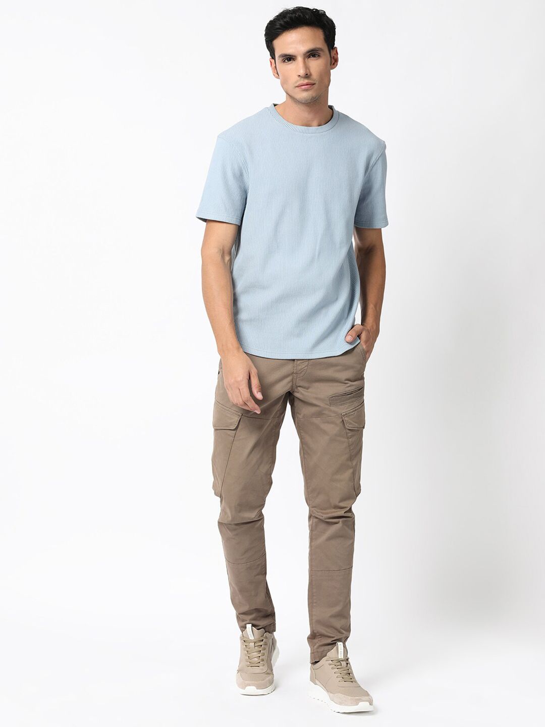 RARE RABBIT Men Bree Round Neck Slim Fit Cotton T-Shirt