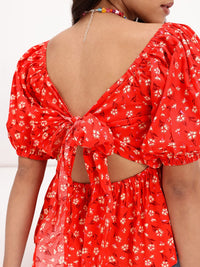 DressBerry Floral Paradise Pleated A-Line Top