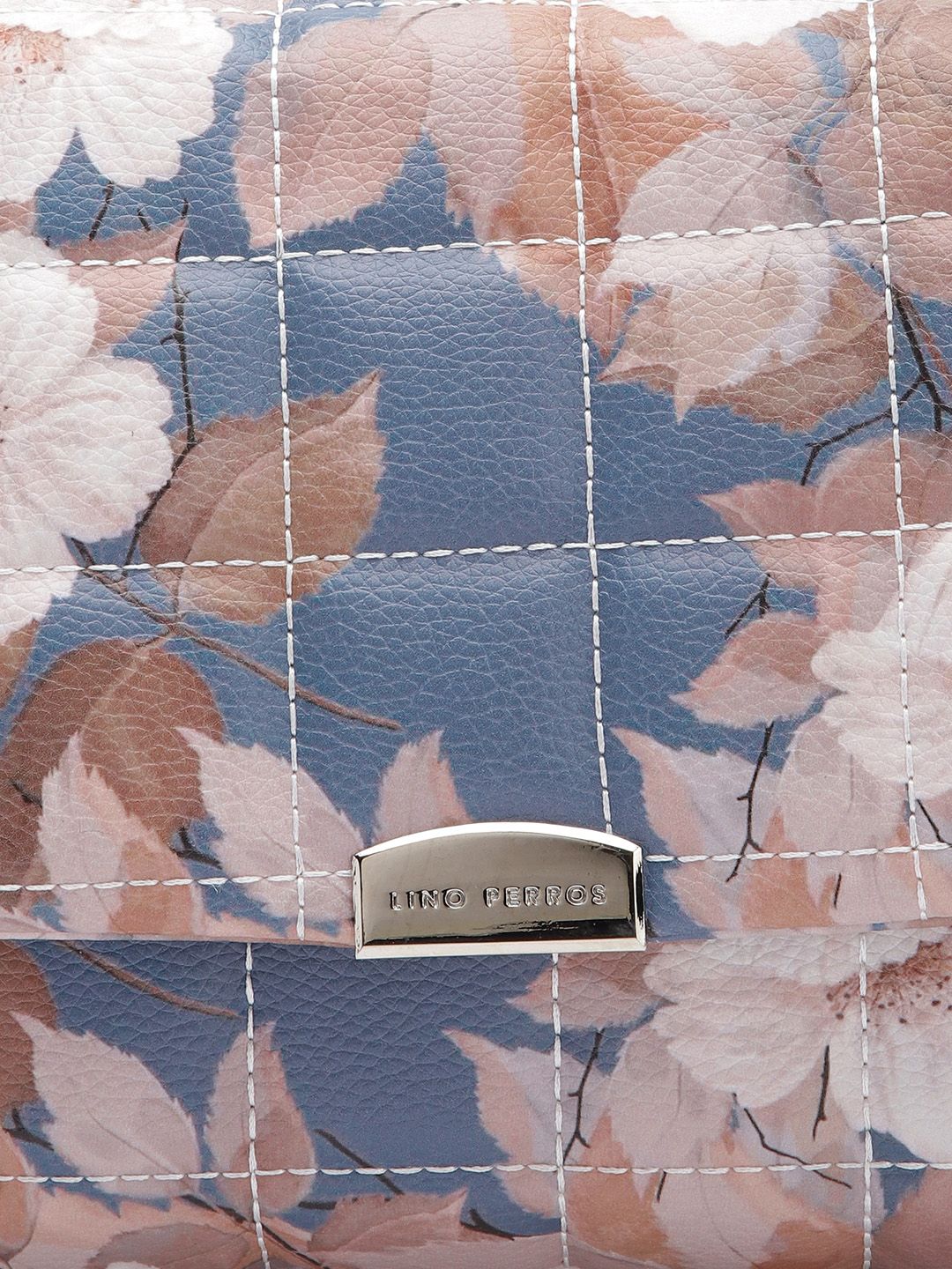 Lino Perros Floral Print Structured Shoulder Bag with Quilted Detail