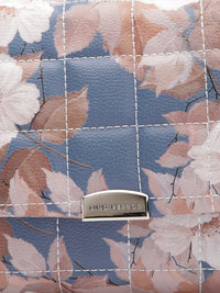 Lino Perros Floral Print Structured Shoulder Bag with Quilted Detail