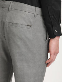 THE BEAR HOUSE Men Checked Tapered Fit Mid-Rise Formal Trousers