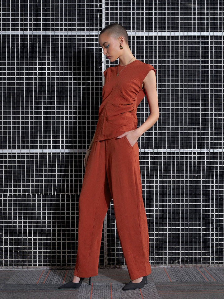 SASSAFRAS  Women Round  neck Sleeveless  Top & Trouser Co-Or