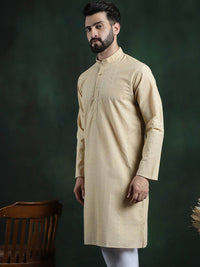 SOJANYA Motif Etnik Bersulam Kolar Mandarin Benang Kerja Cotton Kurta Lurus