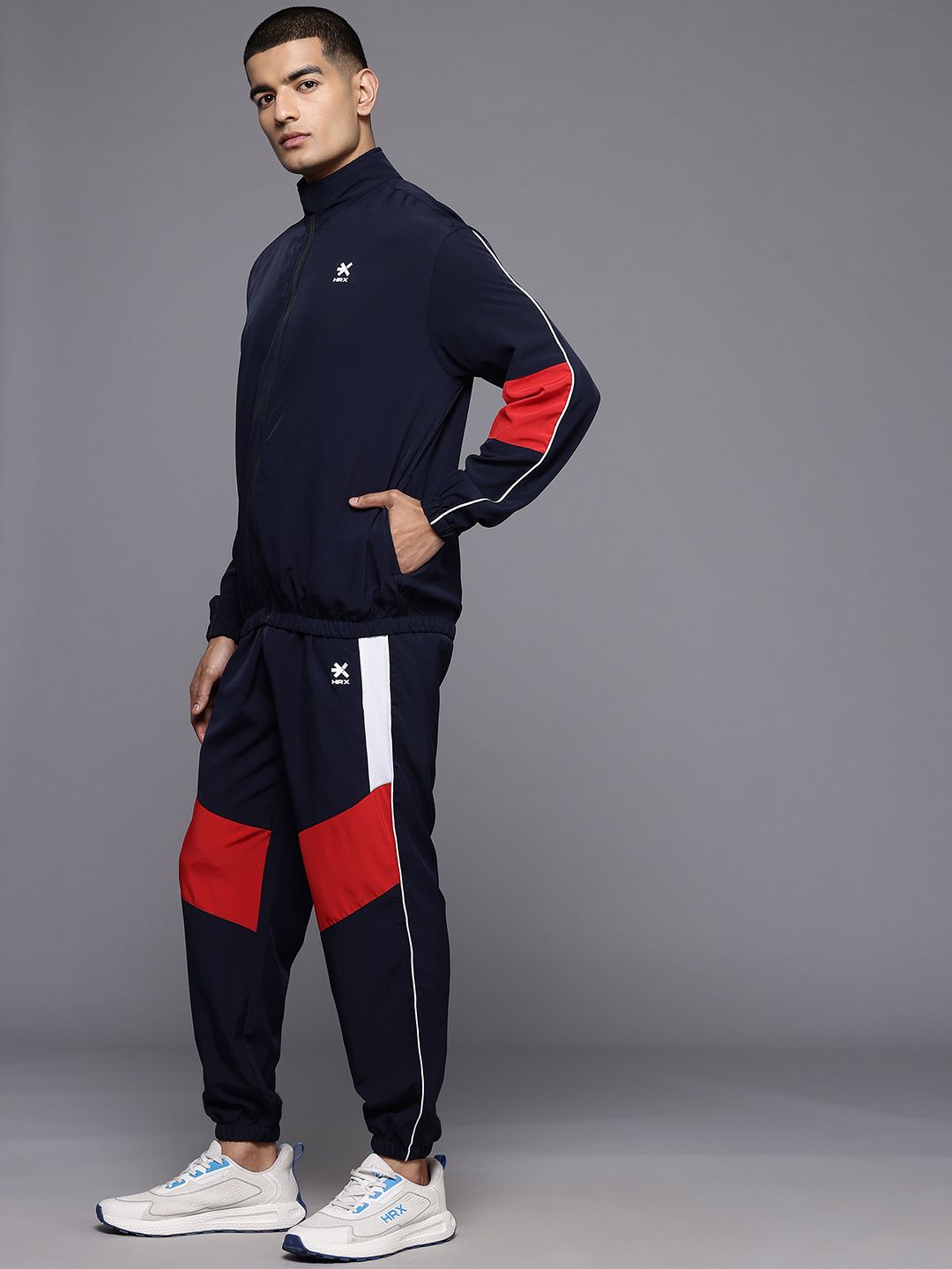 HRX by Hrithik Roshan Men Colourblock Rapid-Dry Lifestyle Tracksuit