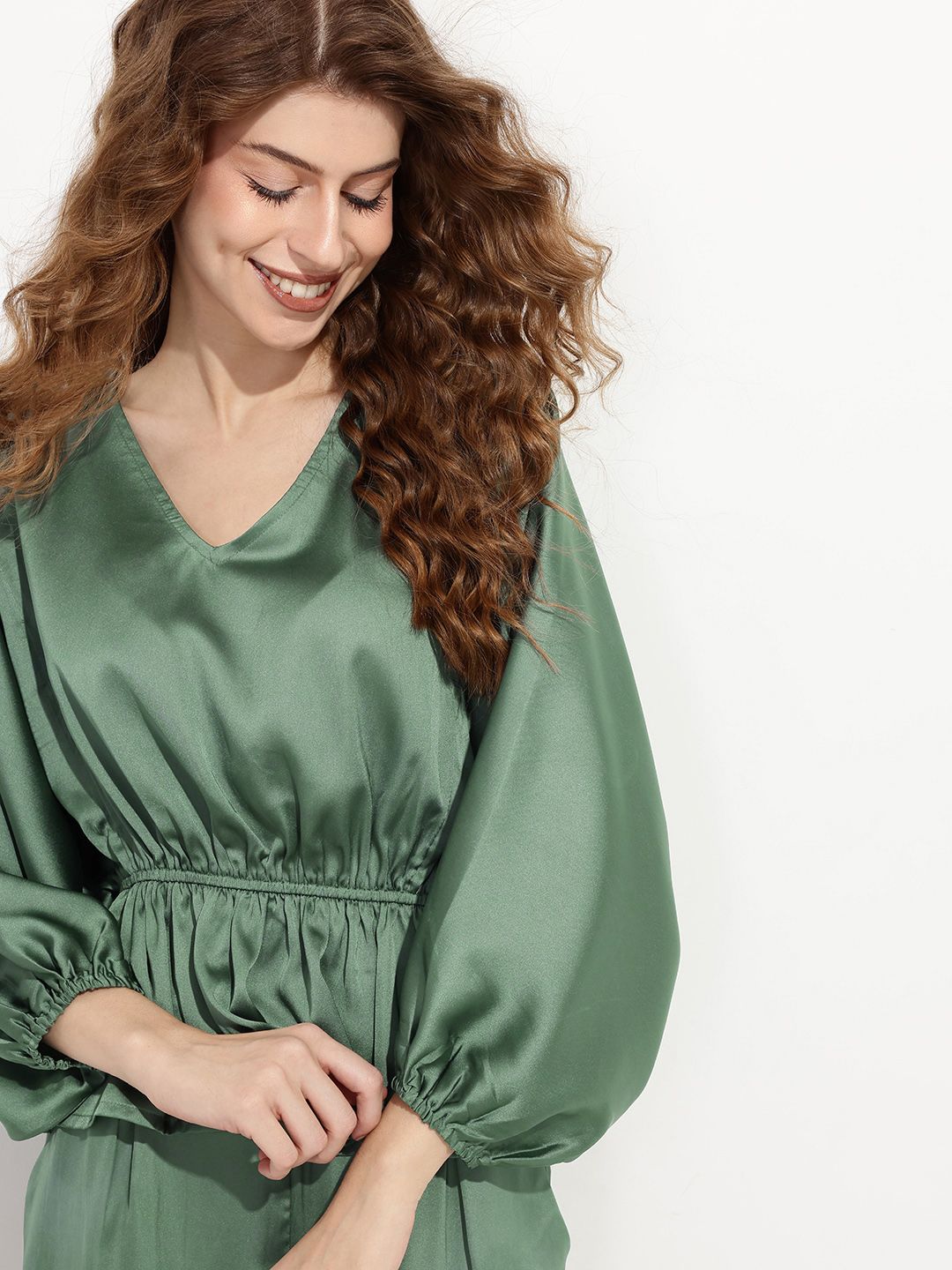 DressBerry Snatched Waist Satin Top