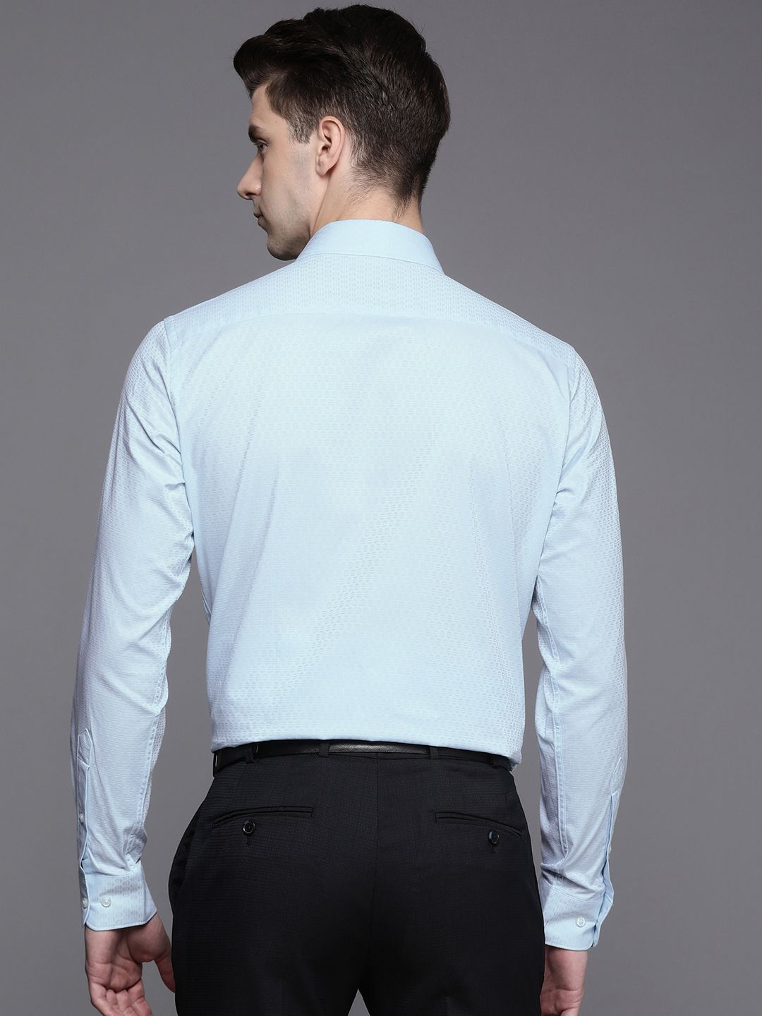 Raymond Self Design Textured Slim Fit Pure Cotton Formal Shirt