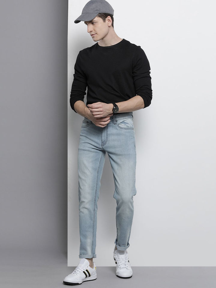 The Indian Garage Co Men Blue Slim Fit Light Fade Stretchable Jeans