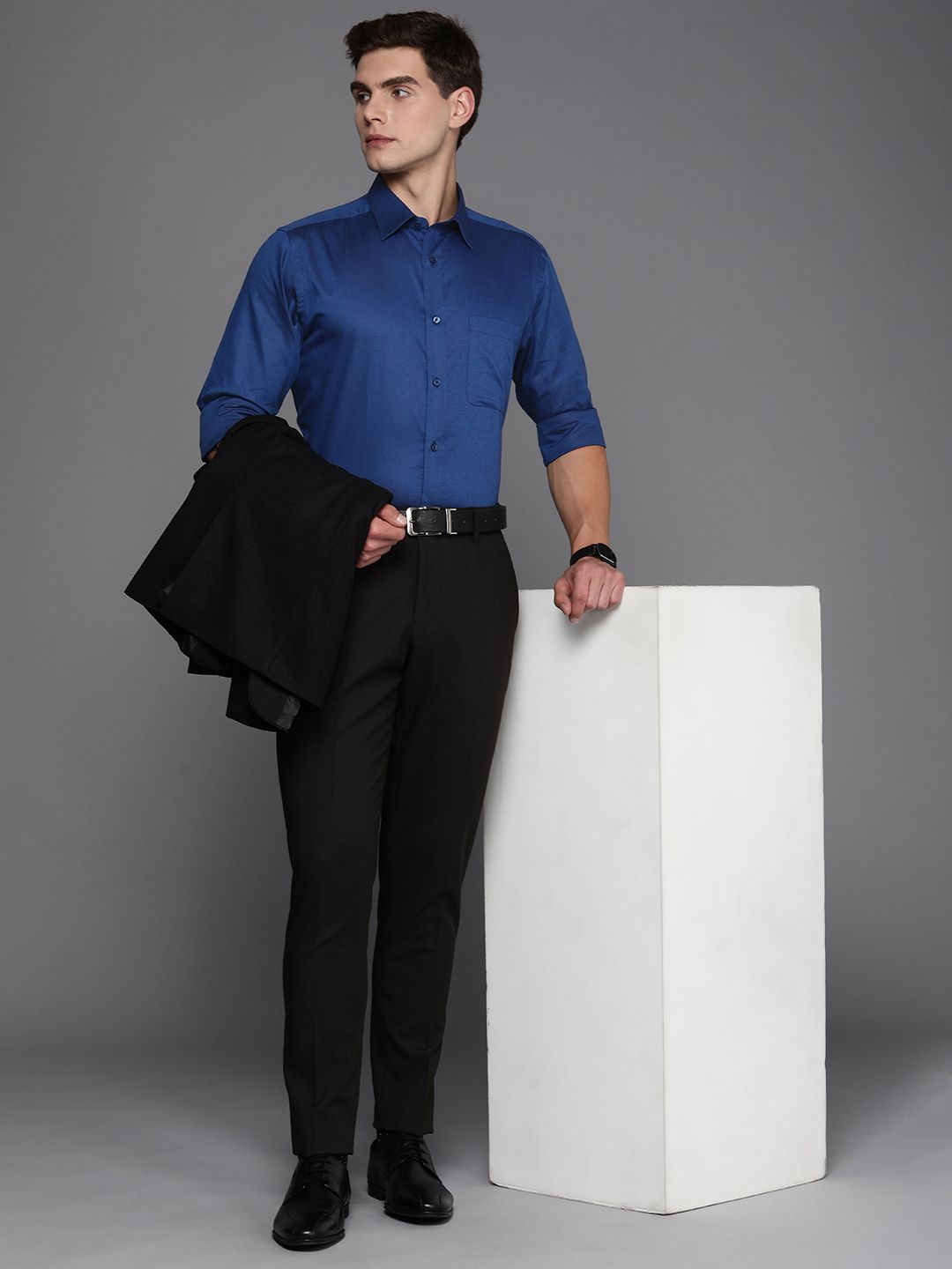 Raymond Self Design Slim Fit Pure Cotton Formal Shirt
