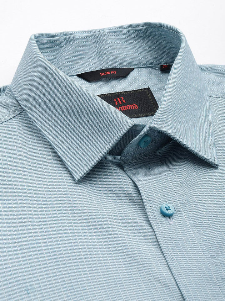 Raymond Pure Cotton Self Design Slim Fit Textured Formal Shirt