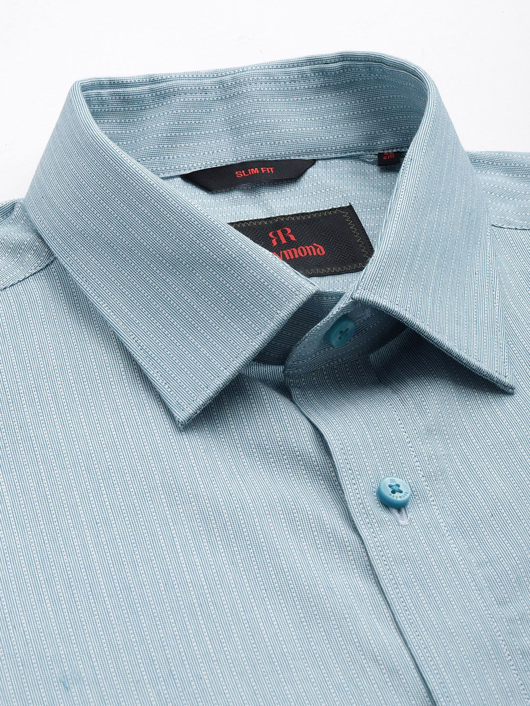 Raymond Pure Cotton Self Design Slim Fit Textured Formal Shirt