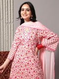 Varanga Floral Printed Pure Cotton A-Line Kurta With Trousers & Dupatta