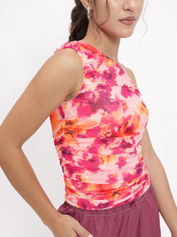 DressBerry Flower Power One Shoulder Ruch Ramble Top