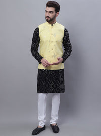 SOJANYA Leheriya Embroidered Pure Cotton Kurta with Pyjamas & Narhu Jacket