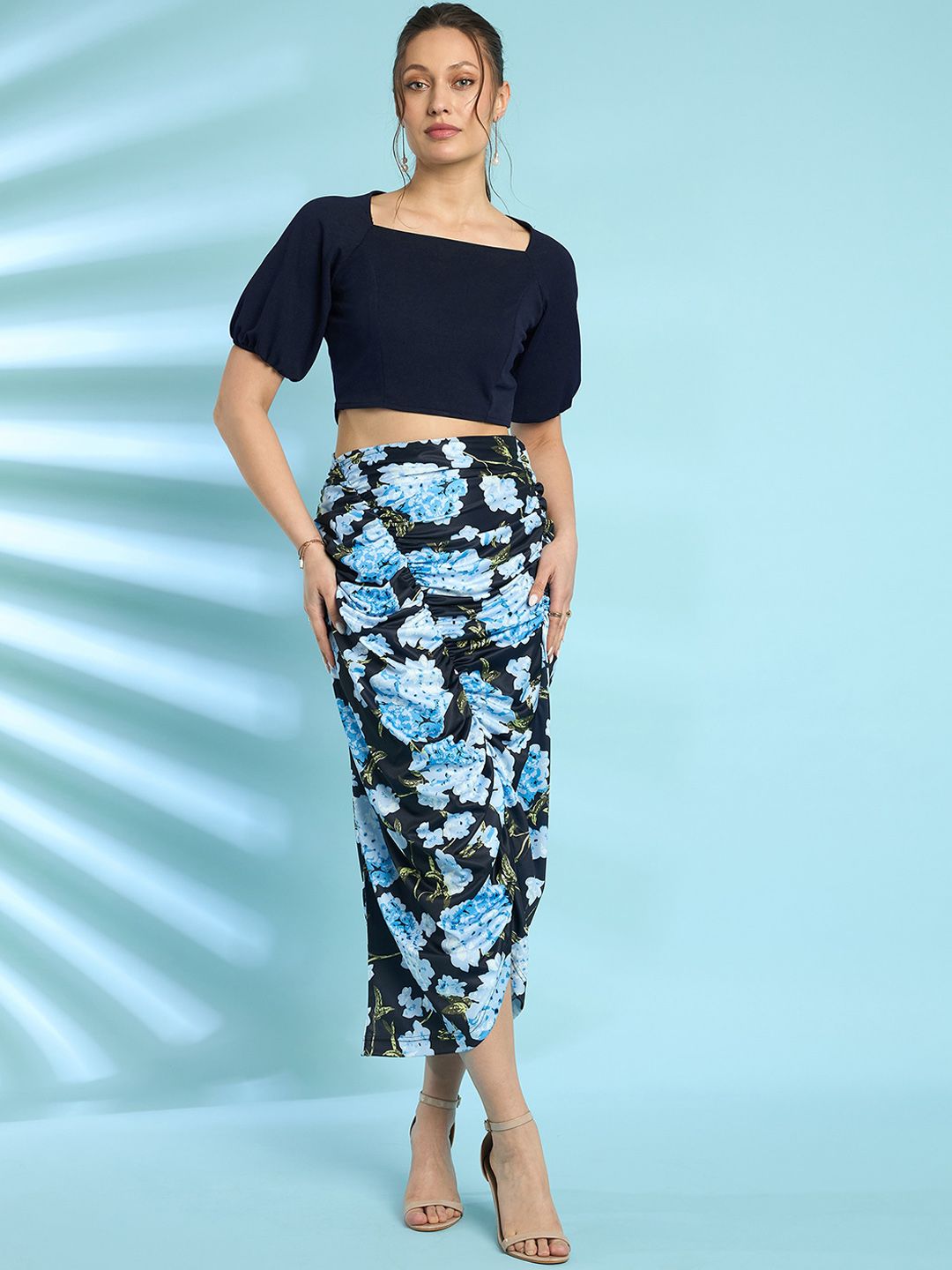 Antheaa Printed Draped Skirt & Top Co-Ords