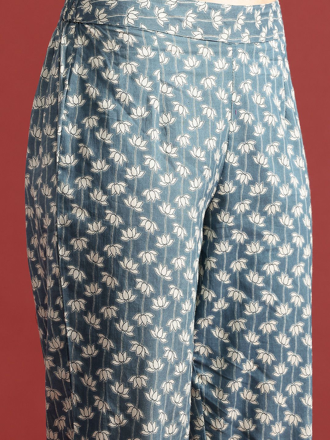 Anouk Ethnic Motif Print Pure Cotton Kurta with Trousers & Dupatta