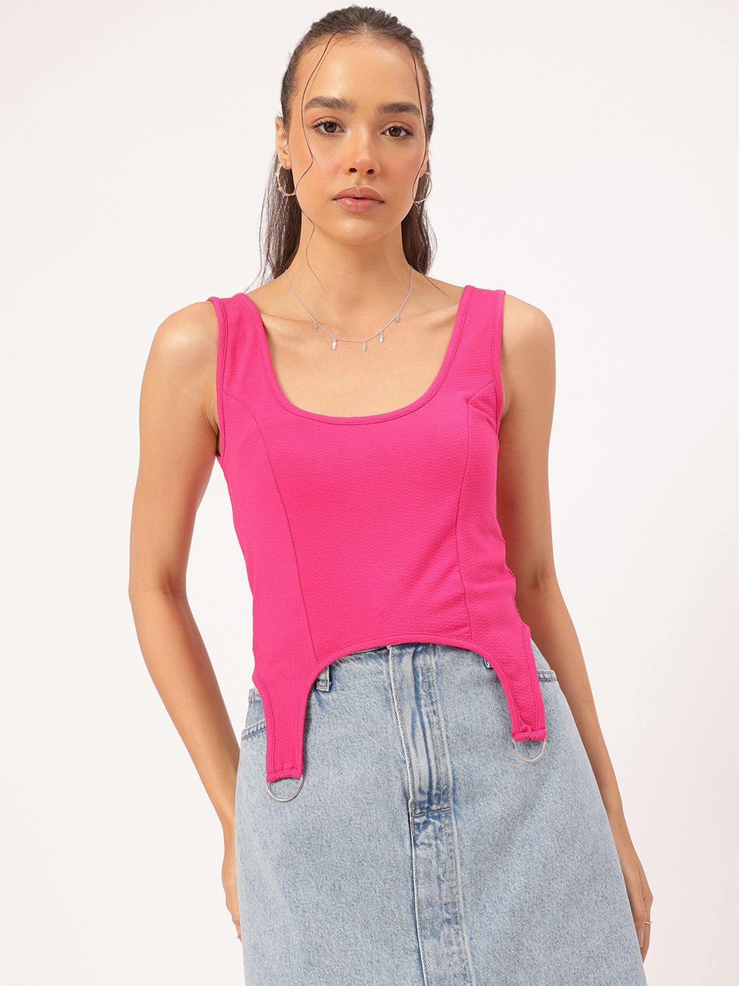 DressBerry Pinktastic Vibes Fastening Detail Sleeveless Top