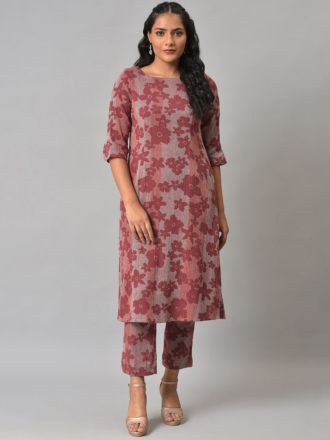 W Women Printed Cotton Kurta with Trousers