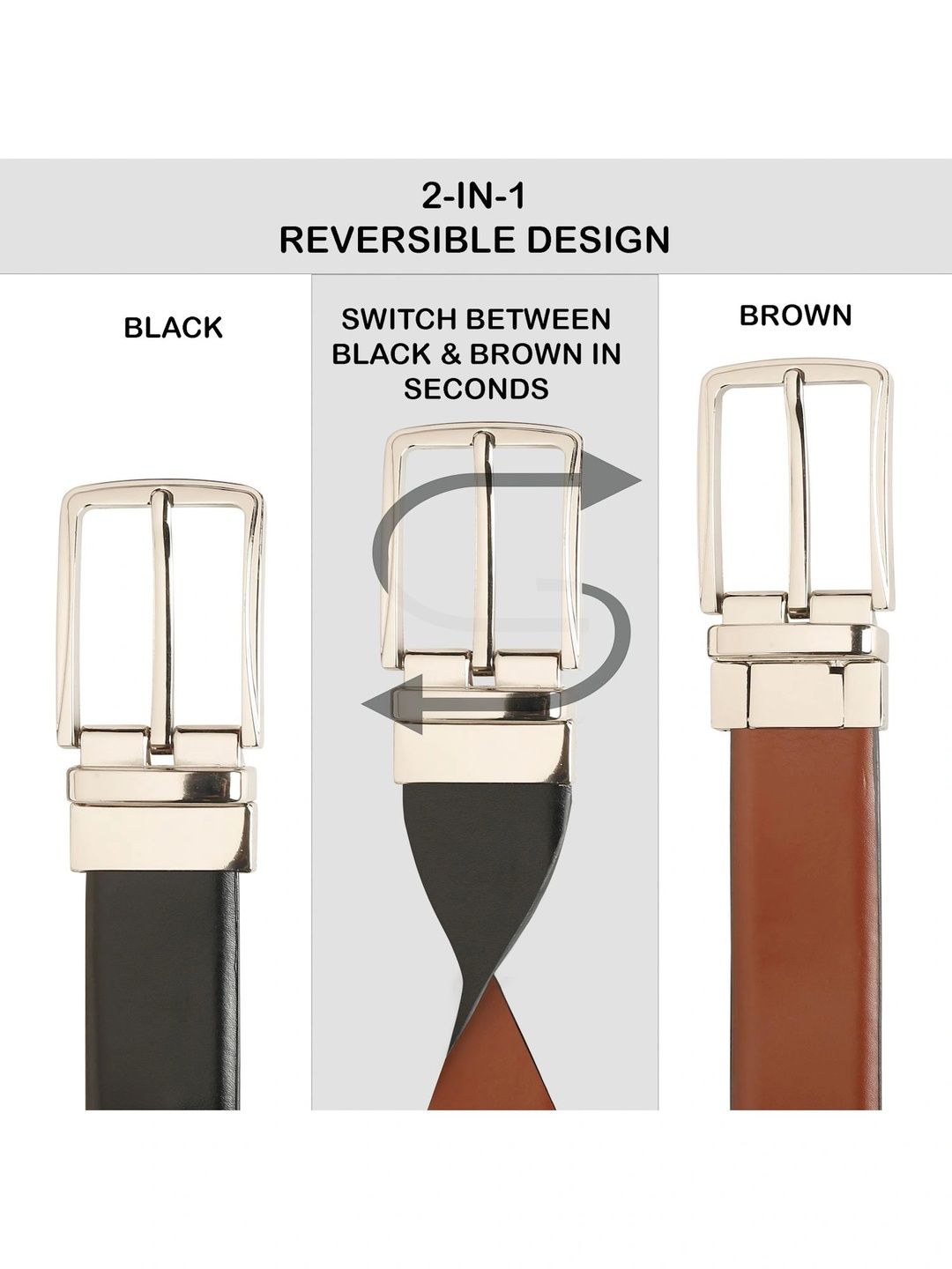 Teakwood Leathers Men Leather Reversible Formal Belt