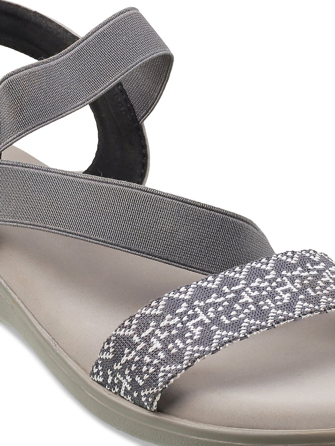 Metro Women Grey Open Toe Flats