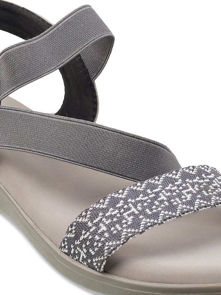 Metro Women Grey Open Toe Flats