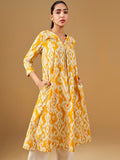 Global Desi Printed V-Neck Cotton Anarkali Kurta