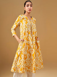 Global Desi Printed V-Neck Cotton Anarkali Kurta