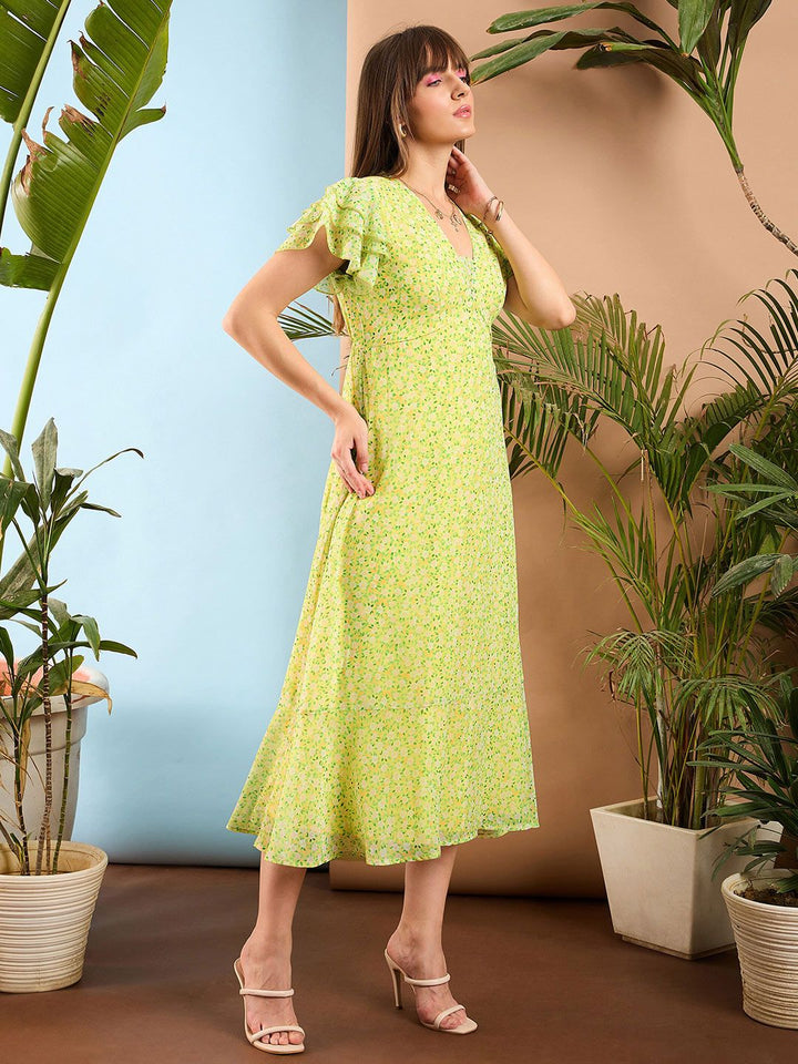 SASSAFRAS Floral A Line Midi Dress
