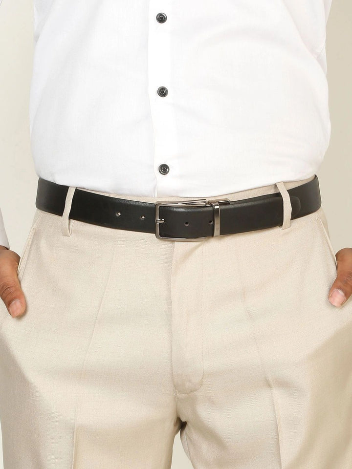 Teakwood Leathers Men Textured Leather Reversible Formal Belt