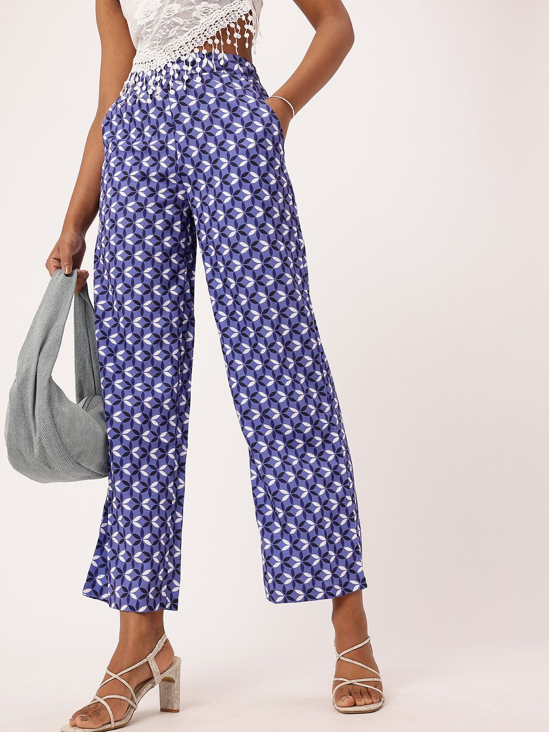 DressBerry Women Indigo Indo Energy Wide Leg straight Trousers