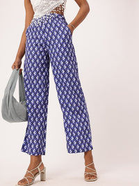 DressBerry Women Indigo Indo Energy Wide Leg straight Trousers