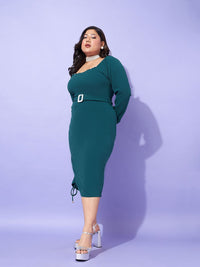 SASSAFRAS Curve Plus Size Sheath Midi Dress