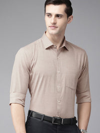 Park Avenue Men Grey Self Designed Textured Slim Fit Pure Cotton Formal Shirt