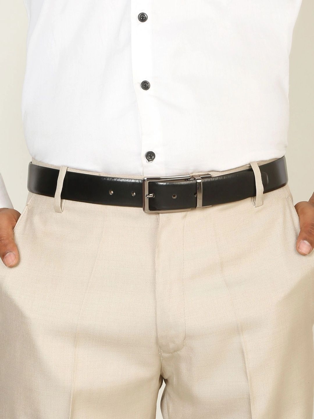 Teakwood Leathers Men Leather Reversible Formal Belt