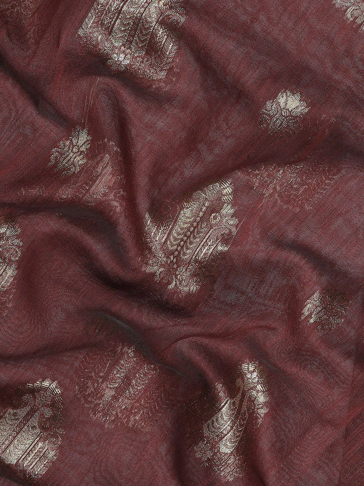 Saree mall Maroon & Gold-Toned Ethnic Motifs Zari Banarasi Sarees