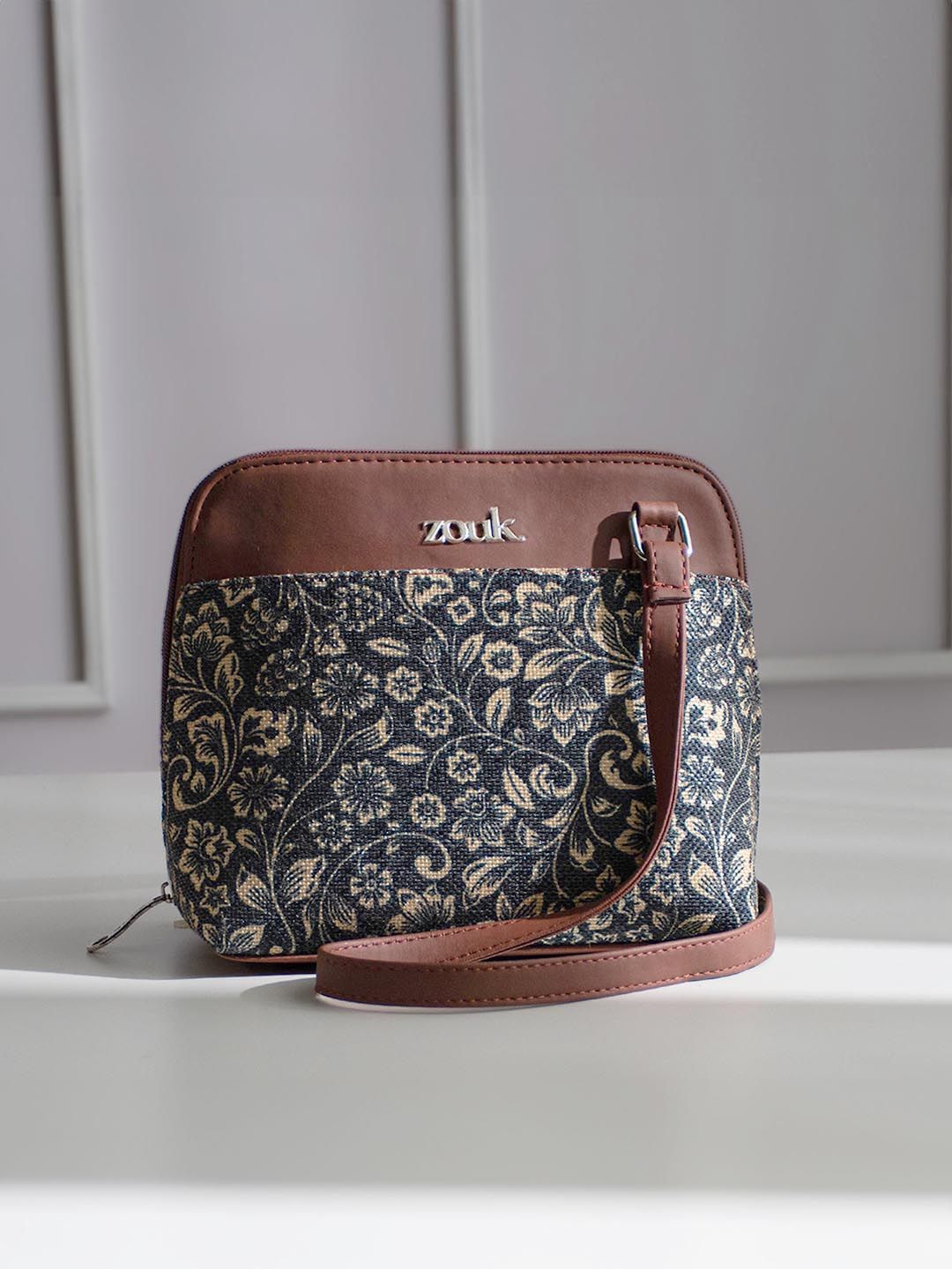 ZOUK Floral Printed Structured Sling Bag
