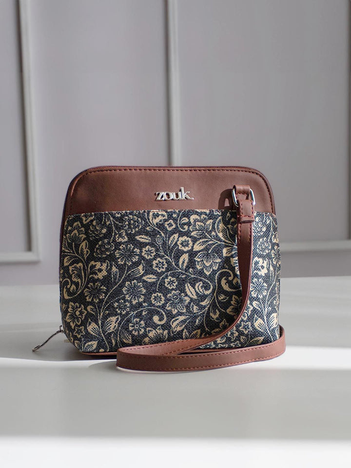 ZOUK Floral Printed Structured Sling Bag