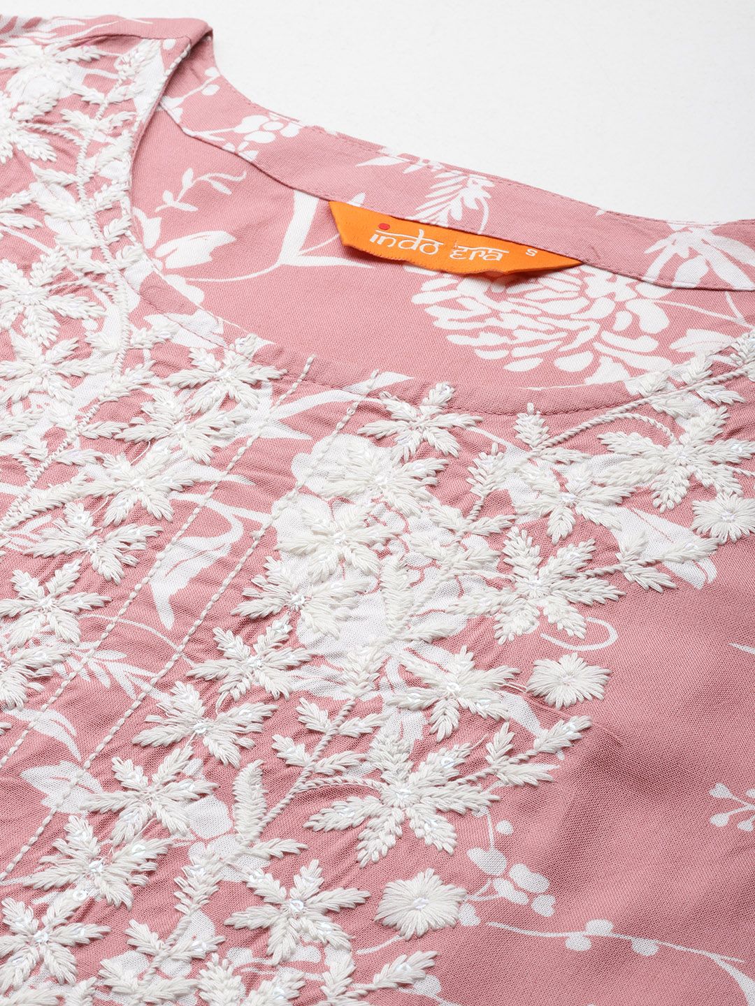 Indo Era Floral Embroidered Thread Work Kurta