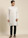SOJANYA Men White Dobby Straight Kurta