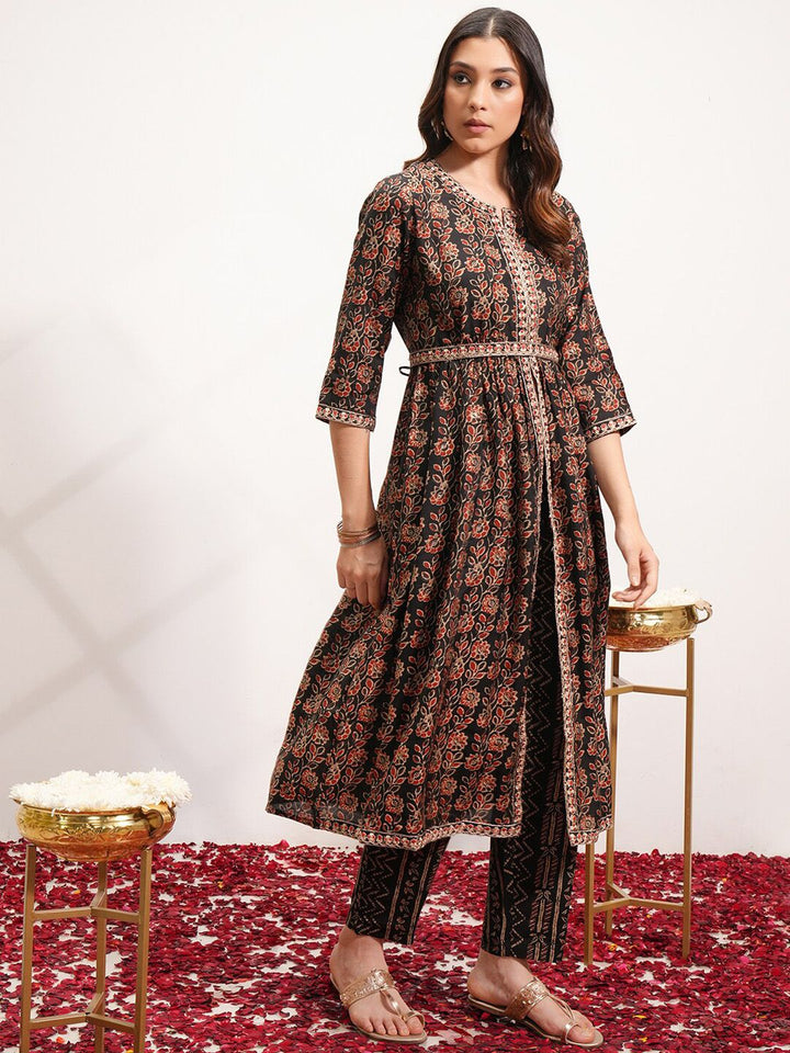 Vishudh Floral Printed Regular Kurta with Trousers & With Dupatta