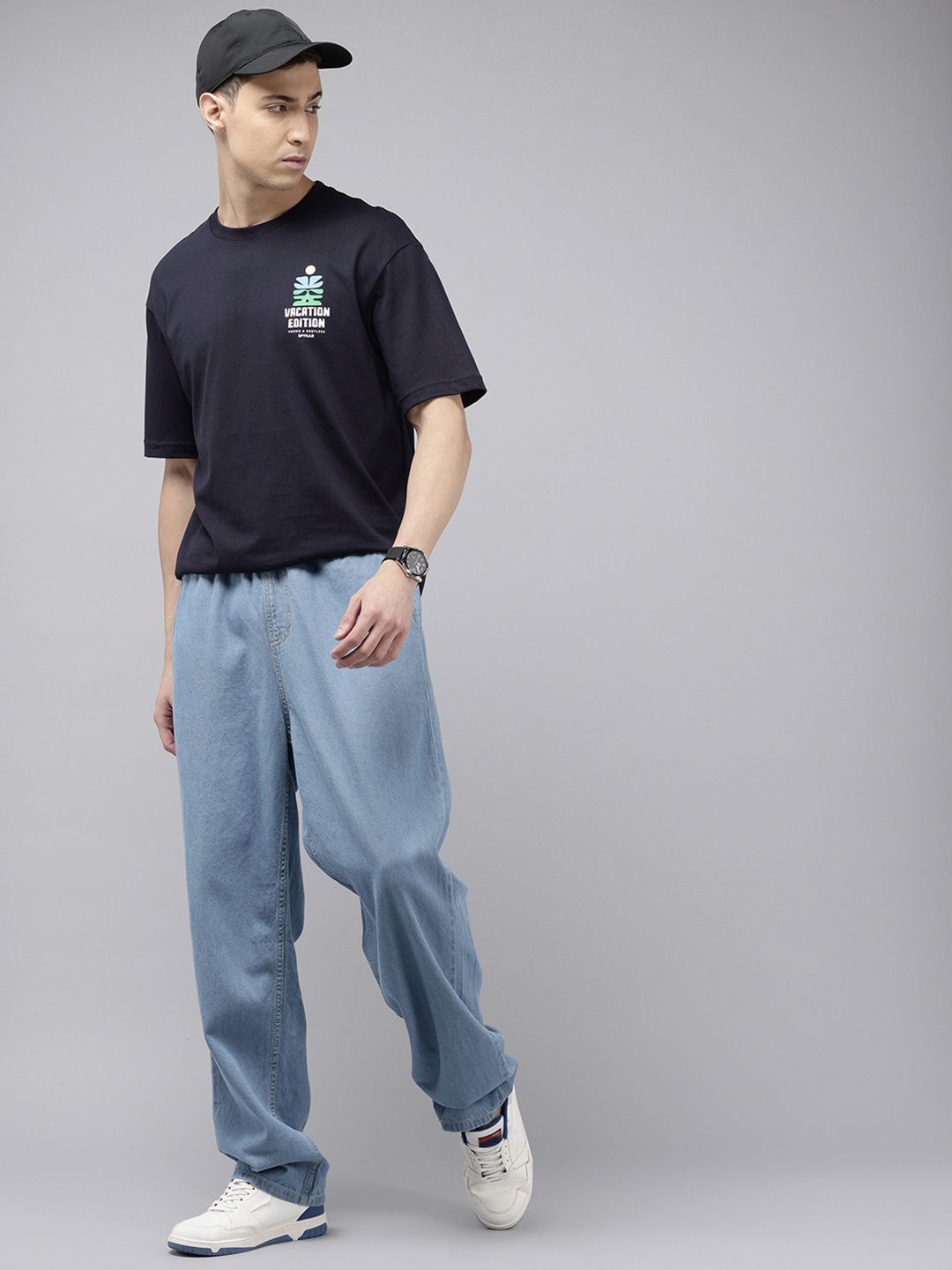 SPYKAR Oversized Fit Typography Printed T-shirt
