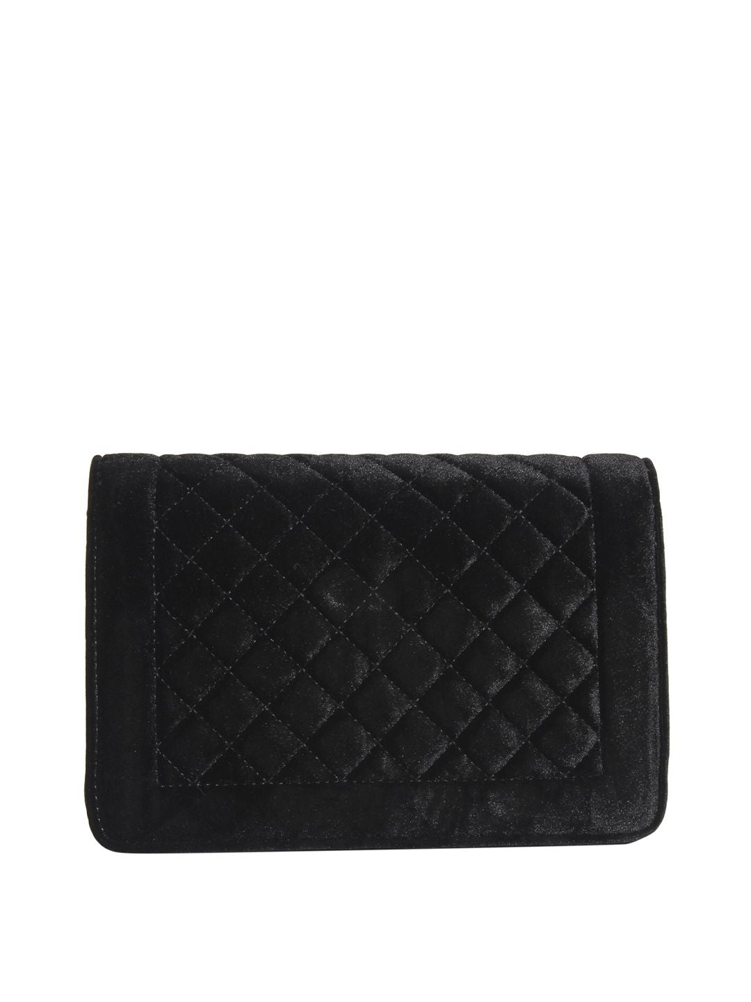 Lino Perros Black Quilted Sling Bag with Velvet Finish