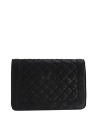 Lino Perros Black Quilted Sling Bag with Velvet Finish