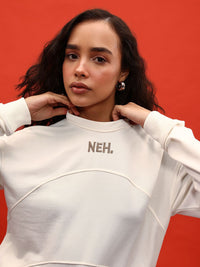 DressBerry Embroidered Detail Drop-Shoulder Sleeves Sweatshirt