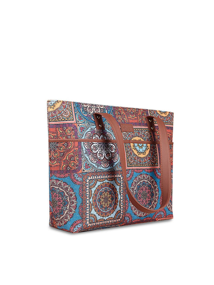 ZOUK Multicoloured Ethnic Motifs Printed Shopper Tote Bag