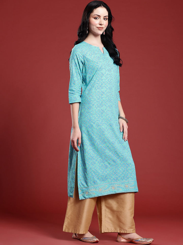 Anouk Floral Print Cotton Straight Kurta
