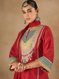 Indo Era Women Ethnic Motifs Embroidered Regular Kurta with Trousers & With Dupatta